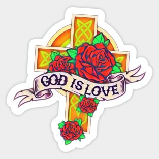 God is Love - Old School Tattoo Sticker